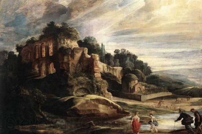 RUBENS, Pieter Pauwel Landscape with the Ruins of Mount Palatine in Rome Norge oil painting art